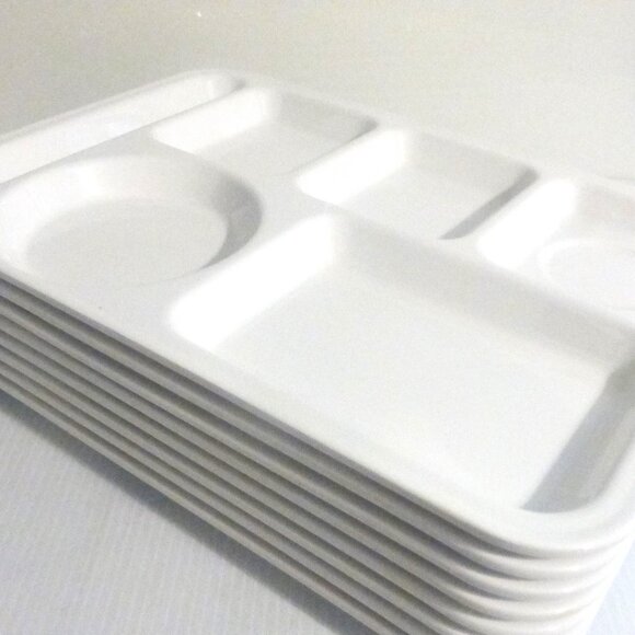8x WHITE Texas Ware Melamine Ware DINNER TRAYS Vintage Serving Tray TV DINNER - Picture 3 of 9